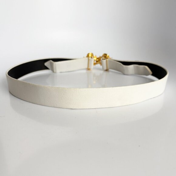 Vintage Paquette Belt Buckle with Cabochons + White Gay Boyer Belt Strap - Picture 10 of 12